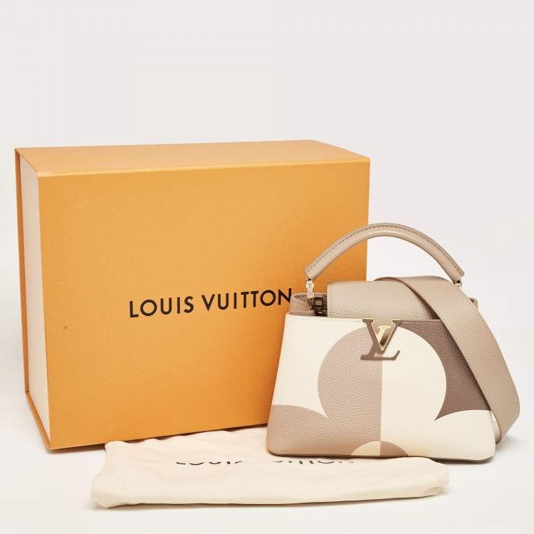 Pre Owned Louis Vuitton Galet/Creme Monogram Flower Taurillon Leather Capucines BB Bag