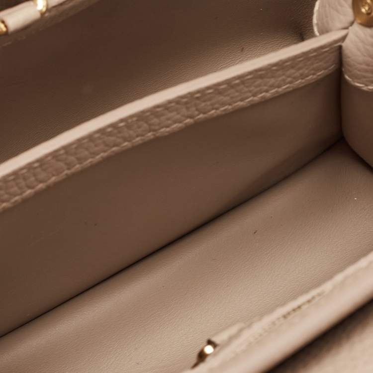 Pre Owned Louis Vuitton Galet/Creme Monogram Flower Taurillon Leather Capucines BB Bag