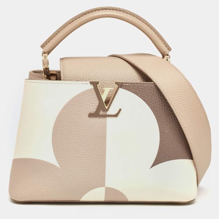 Pre Owned Louis Vuitton Galet/Creme Monogram Flower Taurillon Leather Capucines BB Bag