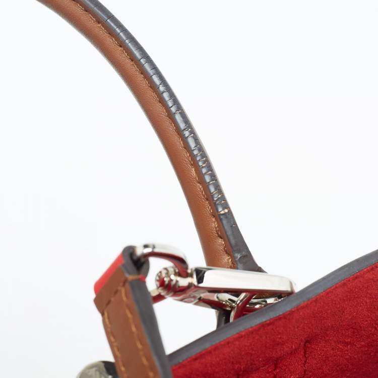 Pre Owned Louis Vuitton Rubis/Noisette Monogram Plume Leather Very MM Tote