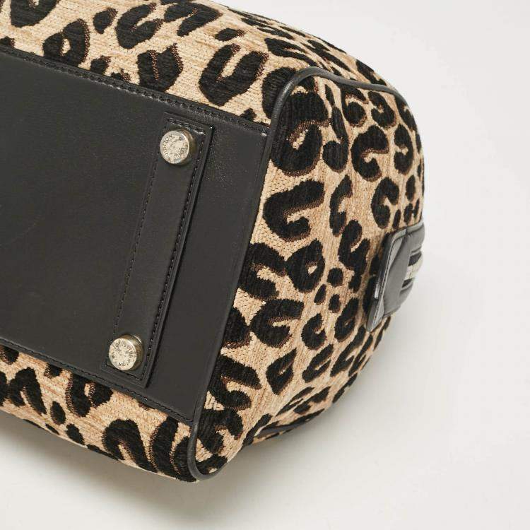 Pre Owned Louis Vuitton Beige/Black Leopard Print Jacquard Velvet Stephen Sprouse Speedy Bag