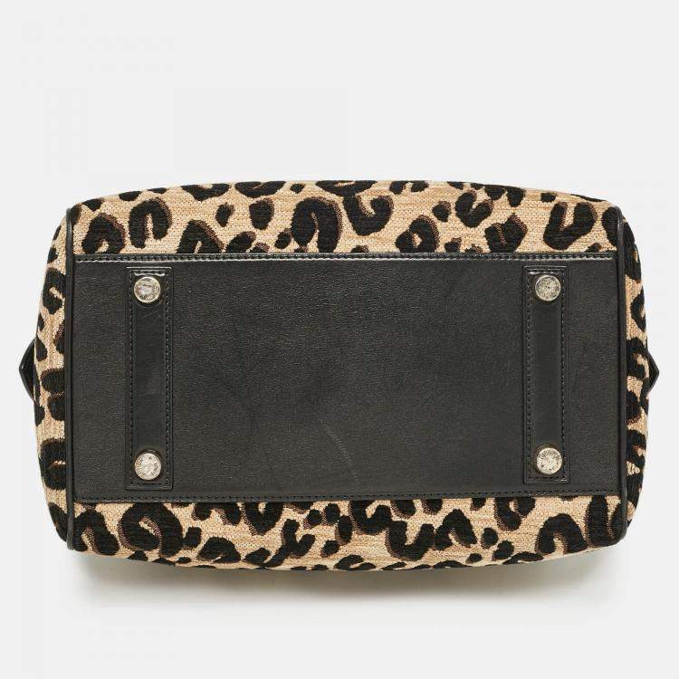 Pre Owned Louis Vuitton Beige/Black Leopard Print Jacquard Velvet Stephen Sprouse Speedy Bag