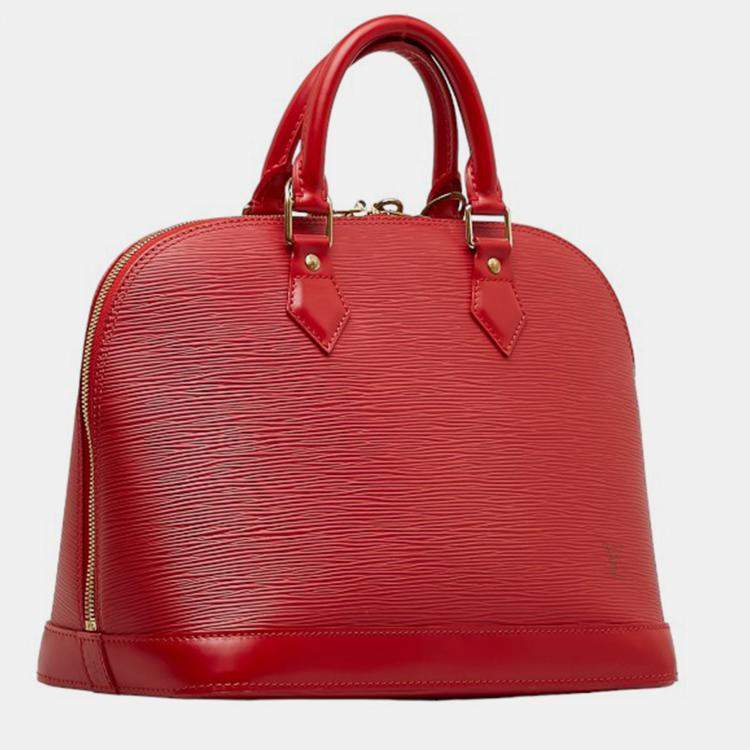 Pre Owned Louis Vuitton Red Leather Epi Alma PM Satchels