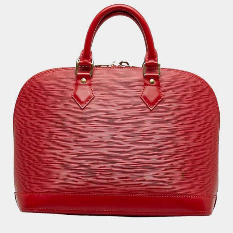 Pre Owned Louis Vuitton Red Leather Epi Alma PM Satchels