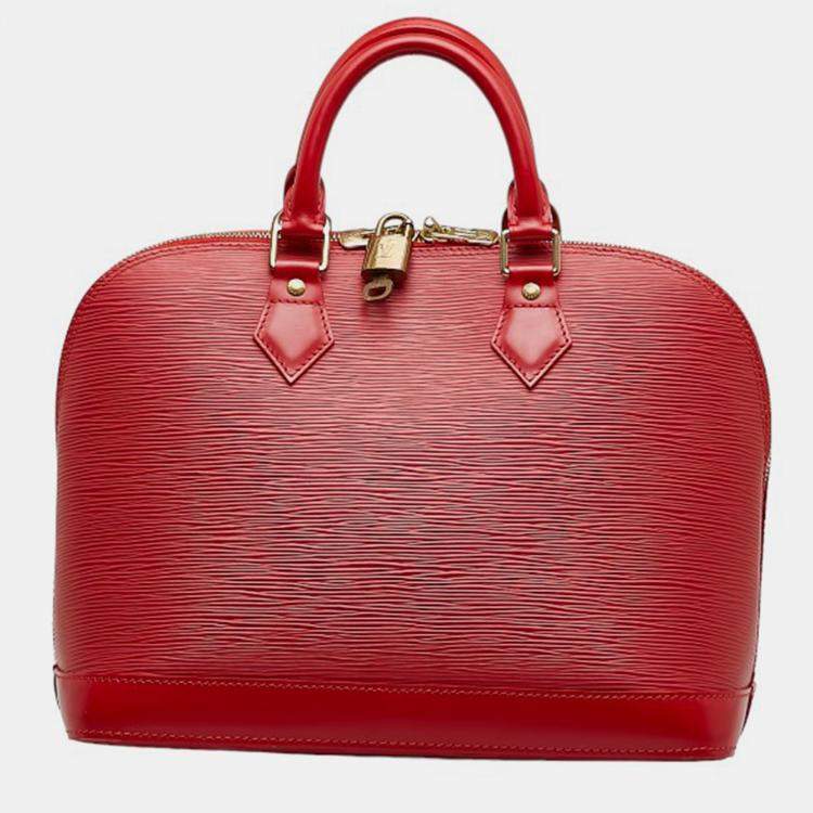 Pre Owned Louis Vuitton Red Leather Epi Alma PM Satchels