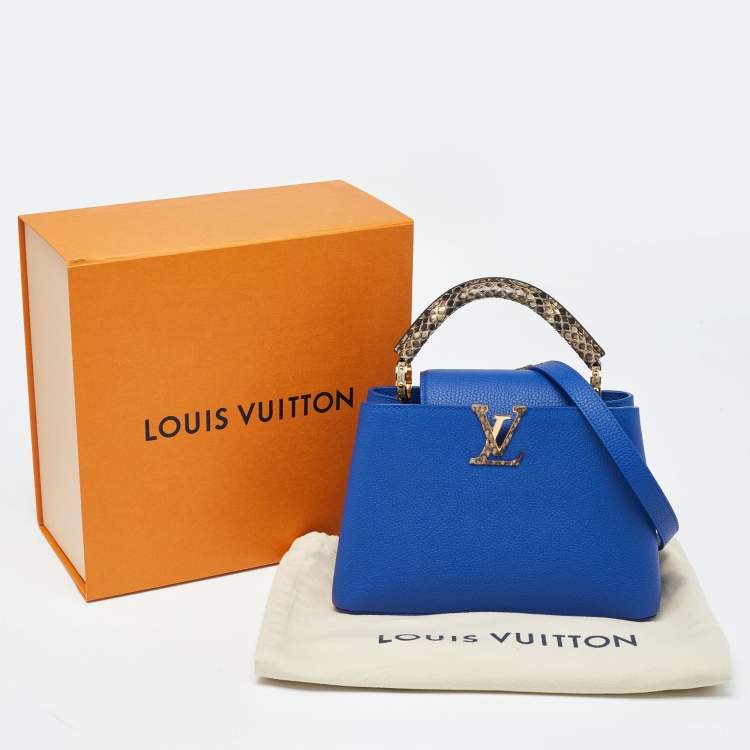 Pre Owned Louis Vuitton Blue Leather and Python Capucines BB Bag