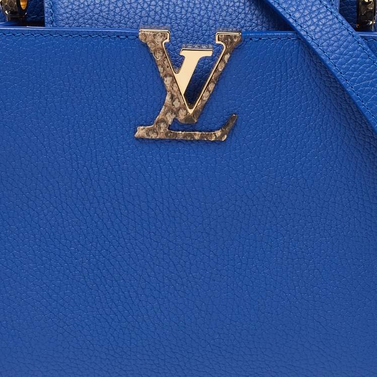 Pre Owned Louis Vuitton Blue Leather and Python Capucines BB Bag