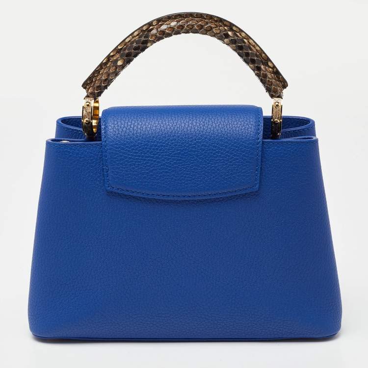 Pre Owned Louis Vuitton Blue Leather and Python Capucines BB Bag