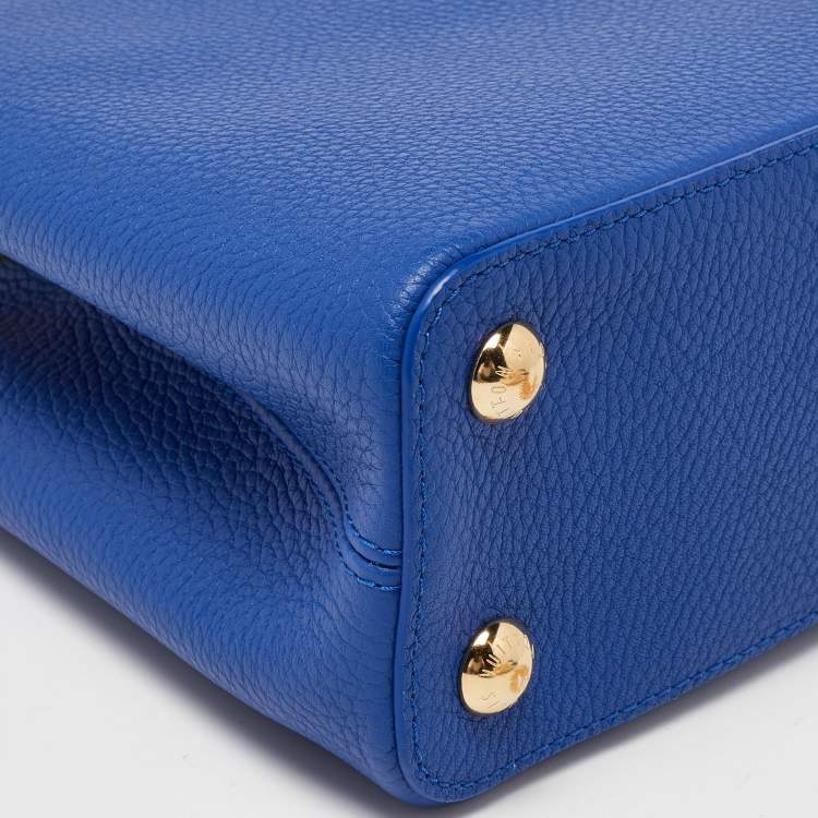 Pre Owned Louis Vuitton Blue Leather and Python Capucines BB Bag