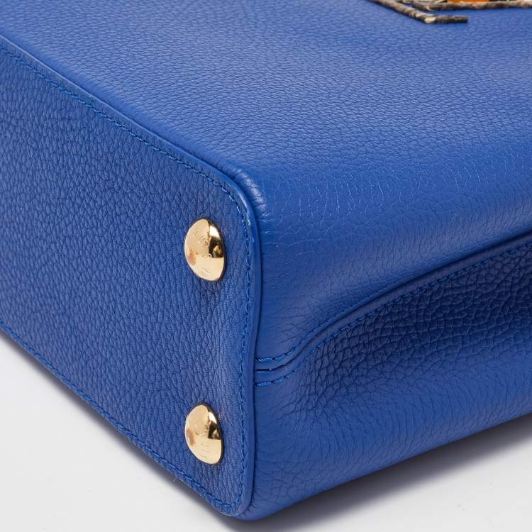 Pre Owned Louis Vuitton Blue Leather and Python Capucines BB Bag