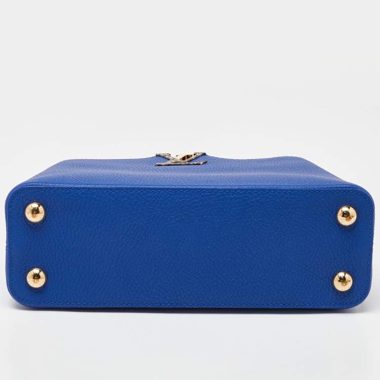 Pre Owned Louis Vuitton Blue Leather and Python Capucines BB Bag