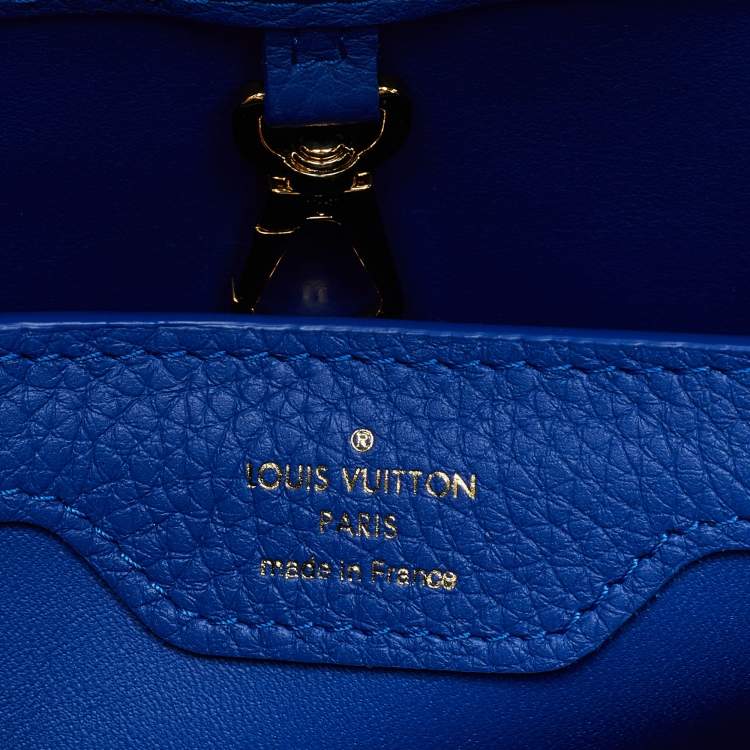 Pre Owned Louis Vuitton Blue Leather and Python Capucines BB Bag
