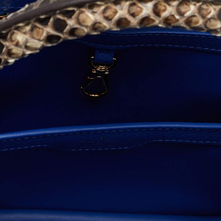 Pre Owned Louis Vuitton Blue Leather and Python Capucines BB Bag