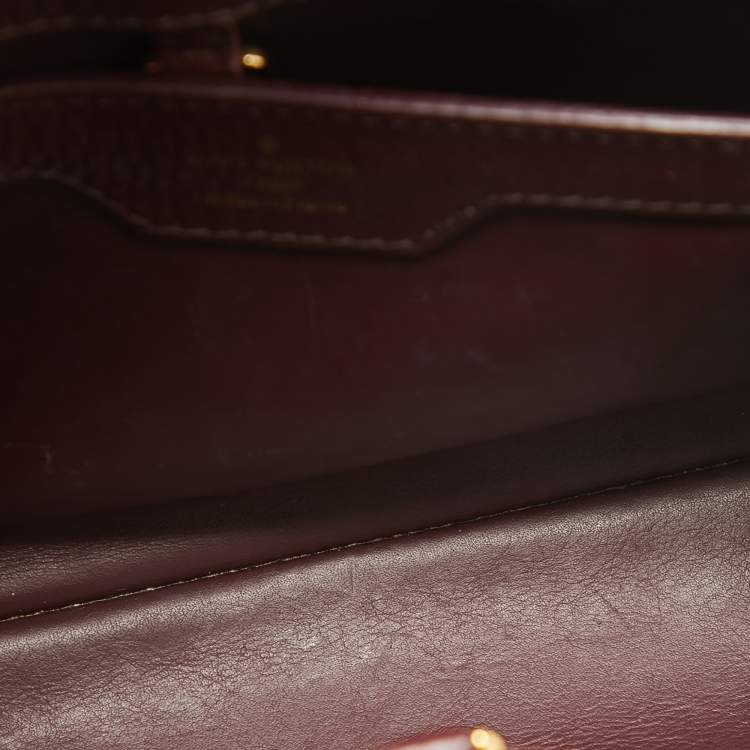Pre Owned Louis Vuitton Deep Purple/Beige Leather and Python Capucines BB Bag