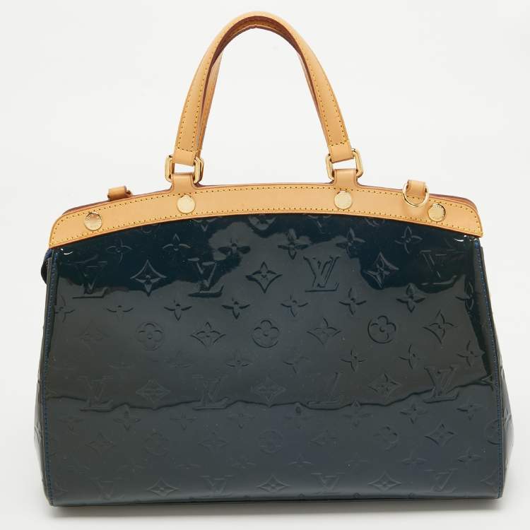 Pre Owned Louis Vuitton Bleu Nuit Monogram Vernis Brea MM Bag