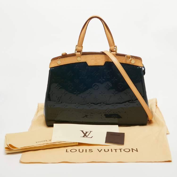 Pre Owned Louis Vuitton Bleu Nuit Monogram Vernis Brea MM Bag