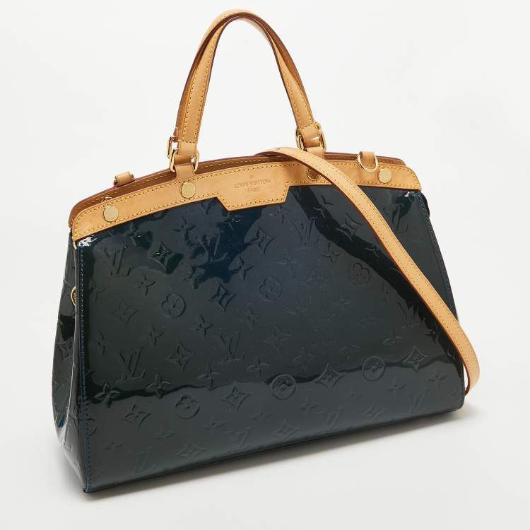 Pre Owned Louis Vuitton Bleu Nuit Monogram Vernis Brea MM Bag