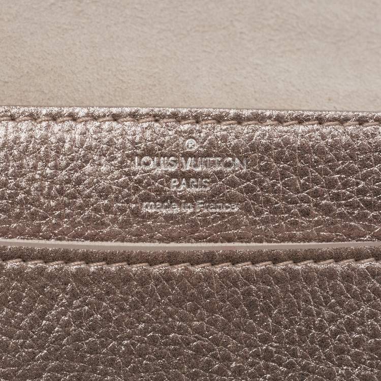 Pre Owned Louis Vuitton Metallic Pink Iridescent Leather Chain Louise Clutch