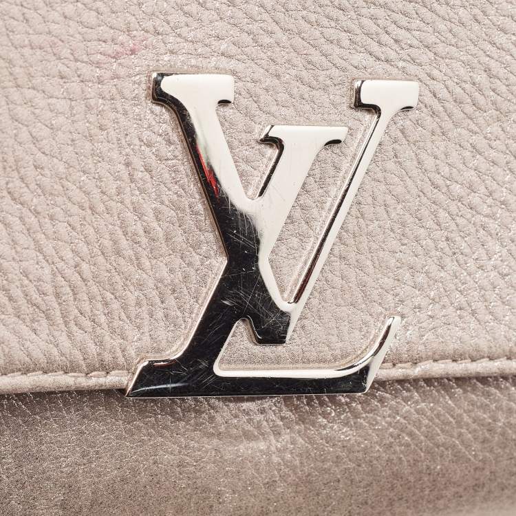 Pre Owned Louis Vuitton Metallic Pink Iridescent Leather Chain Louise Clutch
