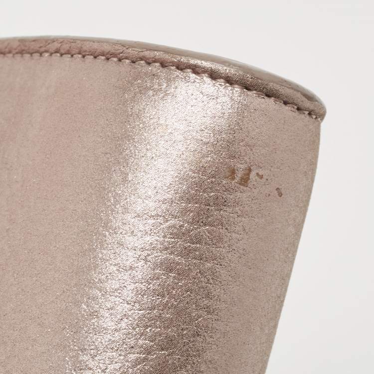 Pre Owned Louis Vuitton Metallic Pink Iridescent Leather Chain Louise Clutch