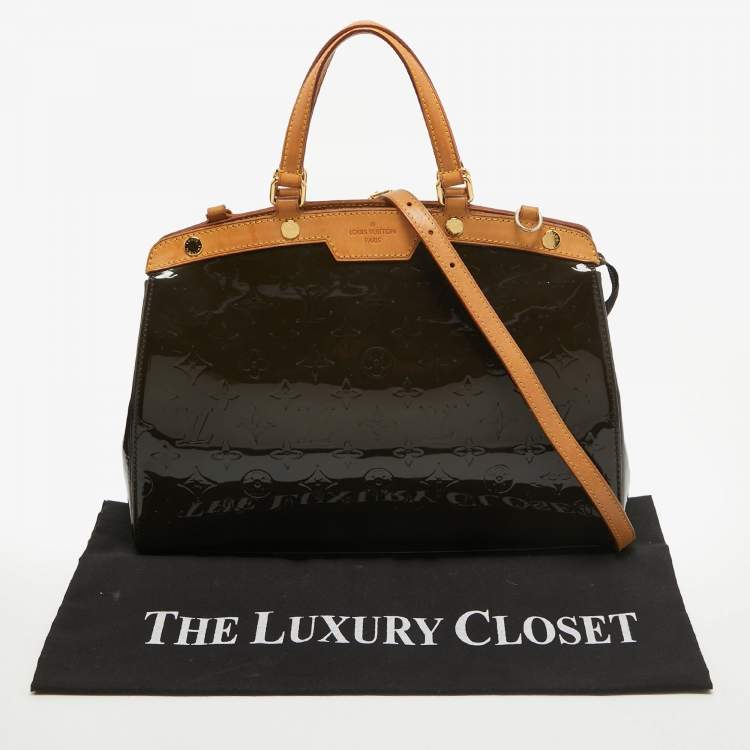Pre Owned Louis Vuitton Vert Bronze Monogram Vernis Brea MM Bag