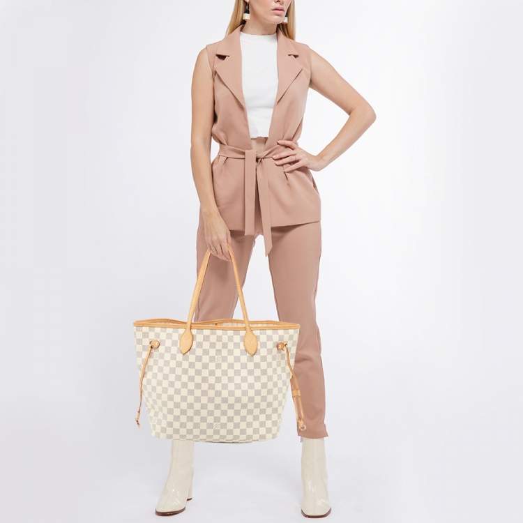 Pre Owned Louis Vuitton Damier Azur Canvas Neverfull MM Bag
