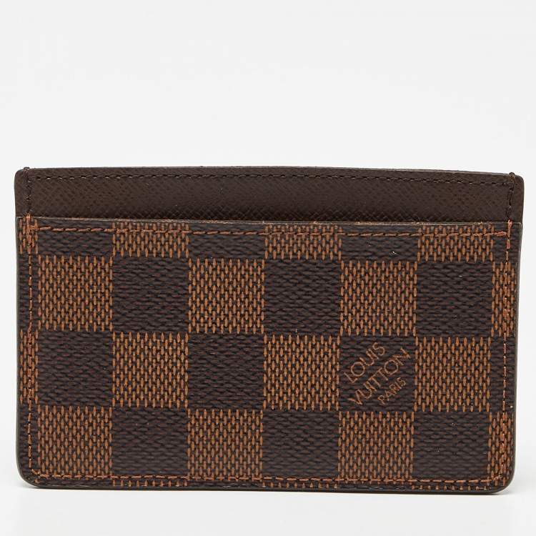 Pre Owned Louis Vuitton Damier Ebene Canvas Card Holder 
