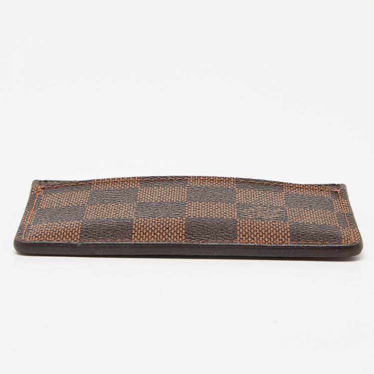 Pre Owned Louis Vuitton Damier Ebene Canvas Card Holder 