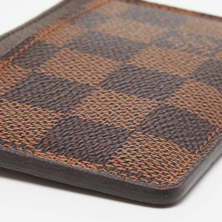 Pre Owned Louis Vuitton Damier Ebene Canvas Card Holder 
