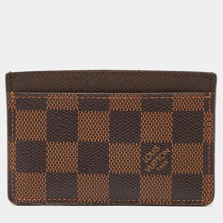 Pre Owned Louis Vuitton Damier Ebene Canvas Card Holder 