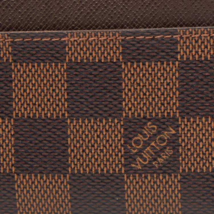 Pre Owned Louis Vuitton Damier Ebene Canvas Card Holder 