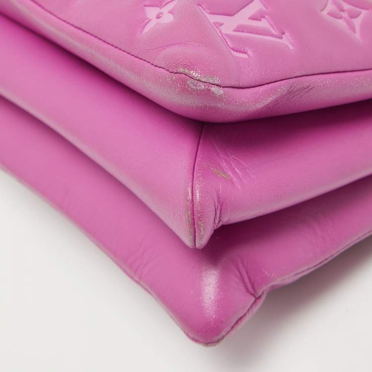 Pre Owned Louis Vuitton Orchid Monogram Embossed Puffy Leather Coussin BB Bag
