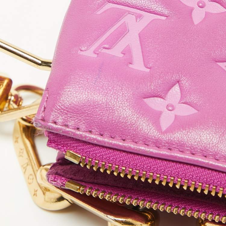 Pre Owned Louis Vuitton Orchid Monogram Embossed Puffy Leather Coussin BB Bag
