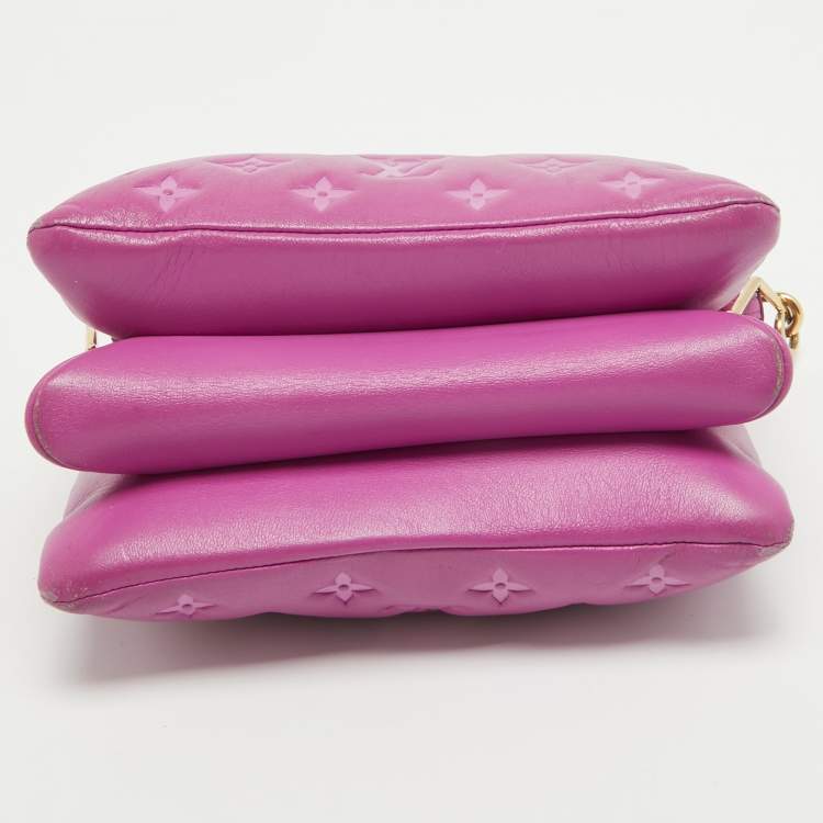 Pre Owned Louis Vuitton Orchid Monogram Embossed Puffy Leather Coussin BB Bag