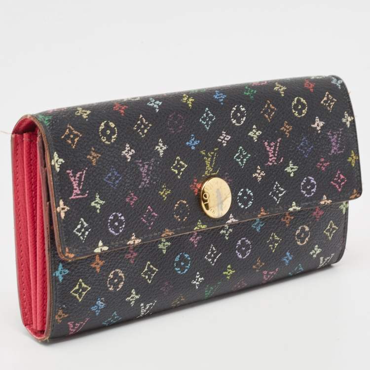 Pre Owned Louis Vuitton Black Monogram Multicolore Canvas Sarah Wallet