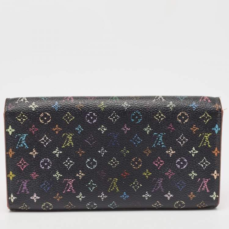Pre Owned Louis Vuitton Black Monogram Multicolore Canvas Sarah Wallet