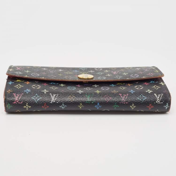 Pre Owned Louis Vuitton Black Monogram Multicolore Canvas Sarah Wallet