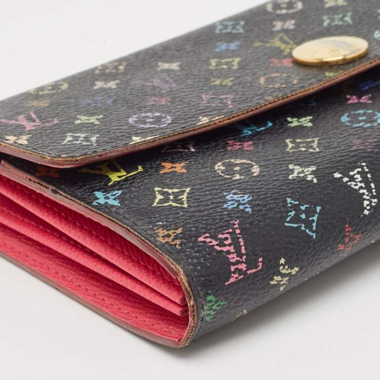 Pre Owned Louis Vuitton Black Monogram Multicolore Canvas Sarah Wallet