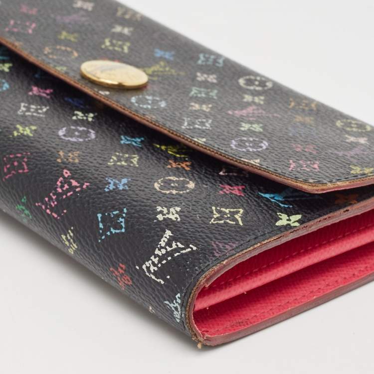 Pre Owned Louis Vuitton Black Monogram Multicolore Canvas Sarah Wallet