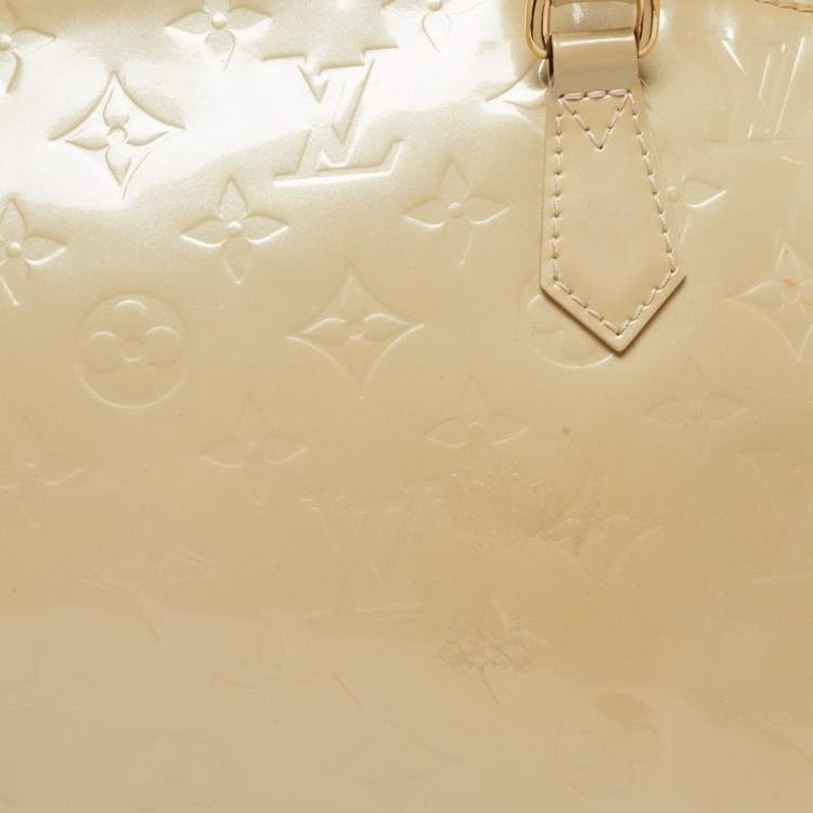 Pre Owned Louis Vuitton Blanc Corail Monogram Vernis Sherwood GM Bag