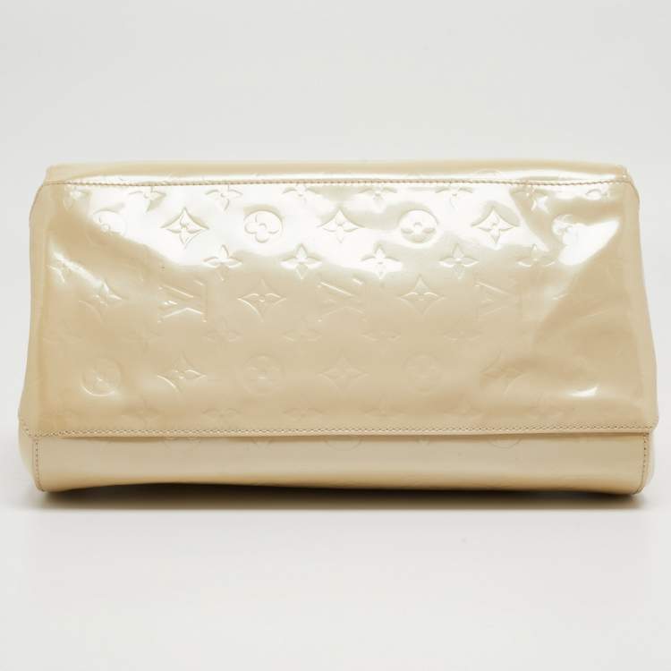 Pre Owned Louis Vuitton Blanc Corail Monogram Vernis Sherwood GM Bag
