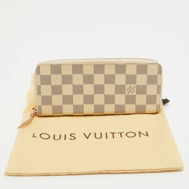 Pre Owned Louis Vuitton Damier Azur Canvas Clemence Wallet