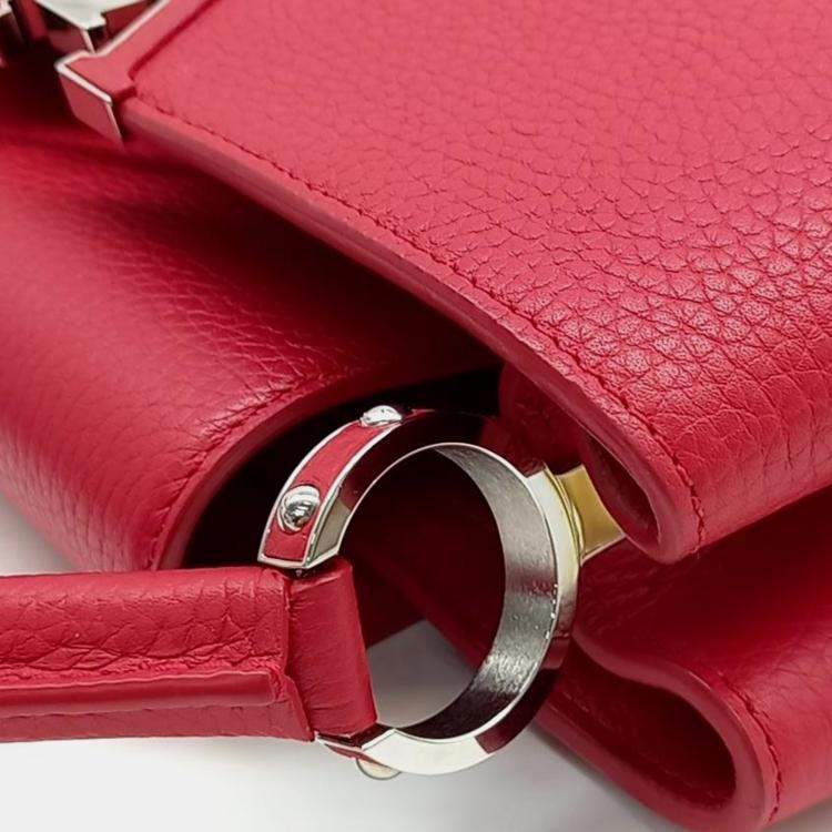 Pre Owned Louis Vuitton Red Leather Capucines PM Top Handle Bag