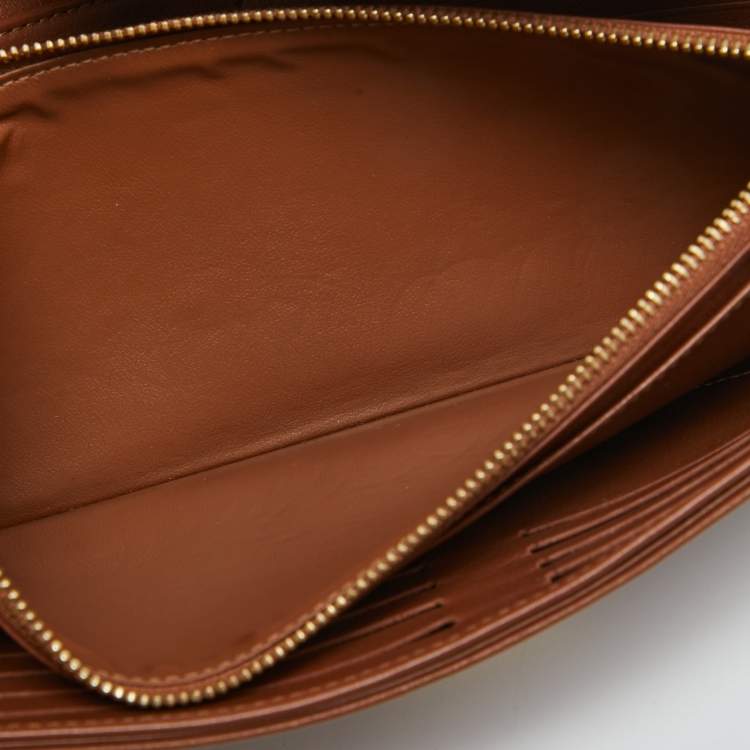 Pre Owned Louis Vuitton Cognac Monogram Mahina Leather Amelia Wallet