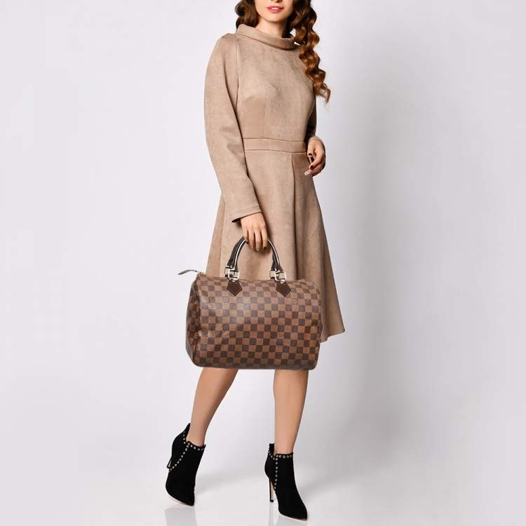 Pre Owned Louis Vuitton Damier Ebene Canvas Speedy 30 Bag