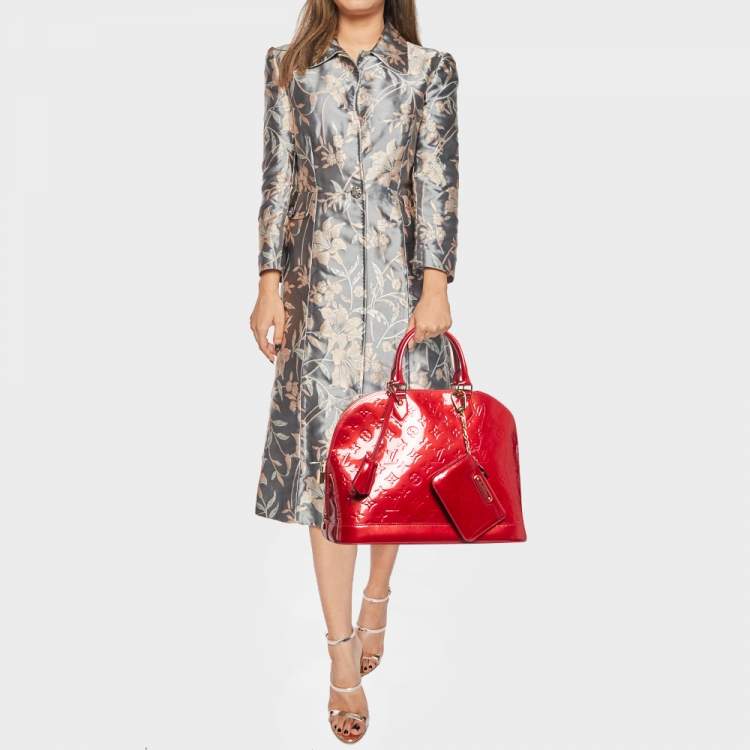 Pre Owned Louis Vuitton Red Monogram Vernis Alma MM Bag