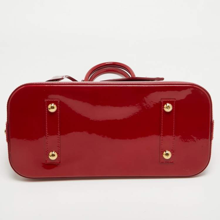 Pre Owned Louis Vuitton Red Monogram Vernis Alma MM Bag