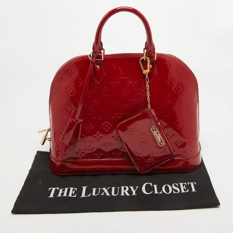Pre Owned Louis Vuitton Red Monogram Vernis Alma MM Bag