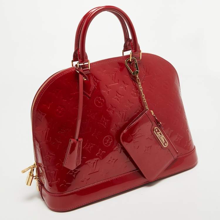Pre Owned Louis Vuitton Red Monogram Vernis Alma MM Bag
