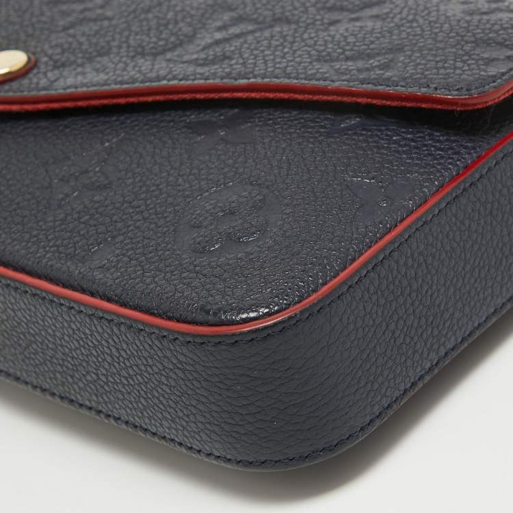 Pre Owned Louis Vuitton Marine/Rouge Monogram Empreinte Leather Felicie Pochette Bag